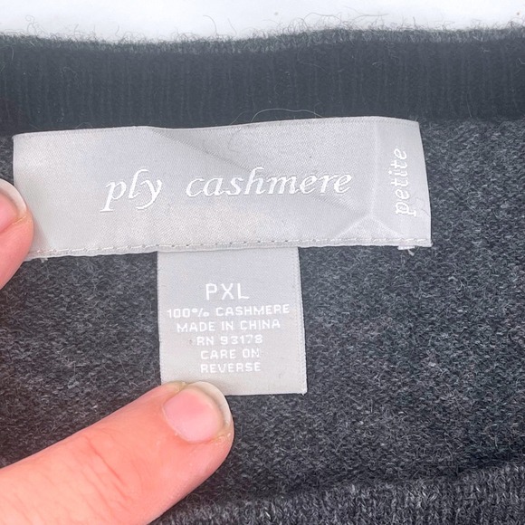 Pty Cashmere Petite PXL Charcoal Gray Knit Dress with Black Trim - Picture 3 of 6